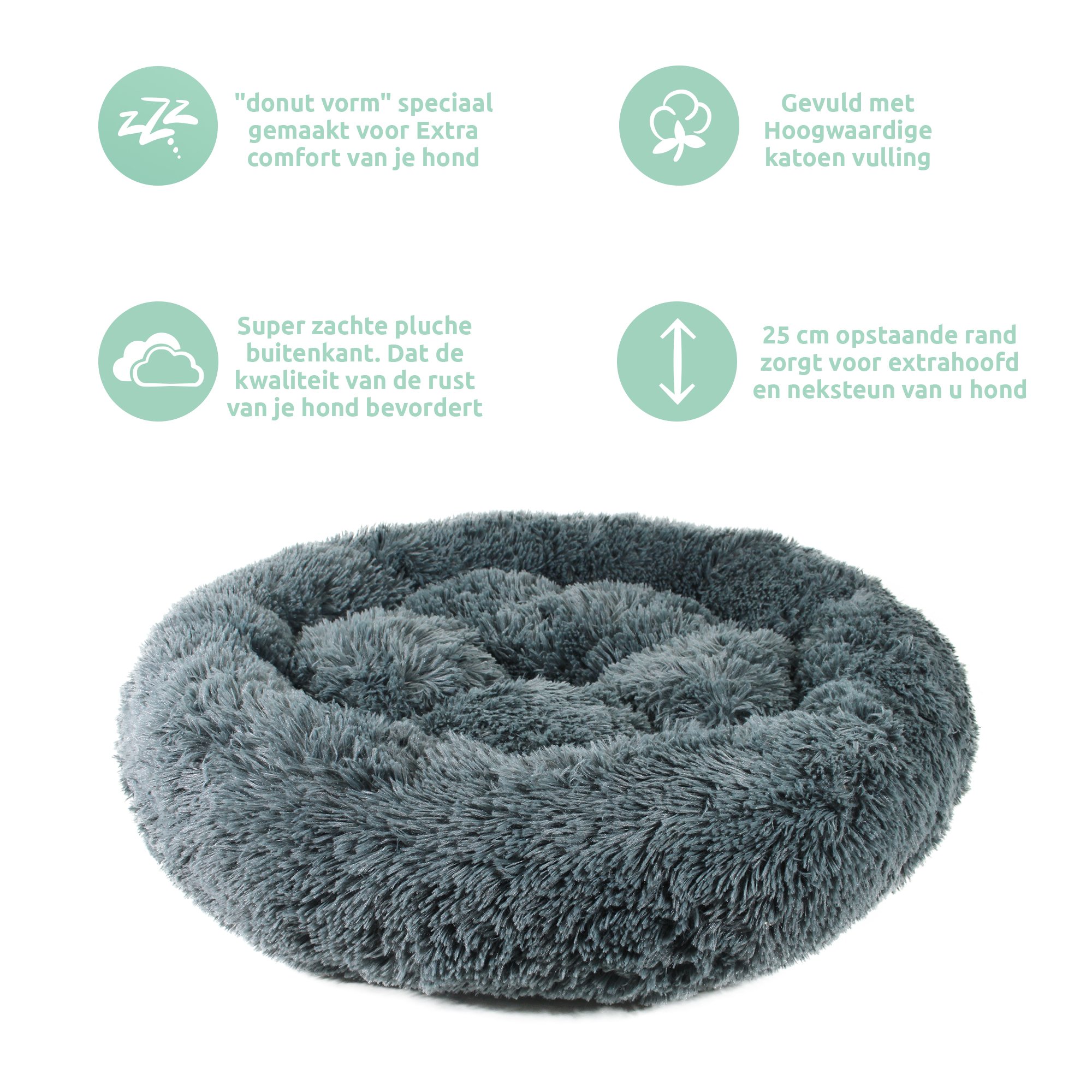 Donut mand Hondenmand – fluffy cosy – Donker – Studio Proud