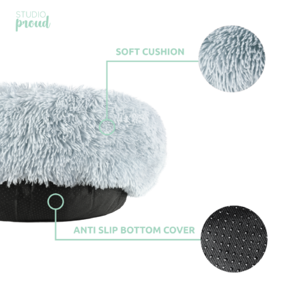 Donut bed - honden mandje - Fluffy & cosy - Licht grijs - Afbeelding 3