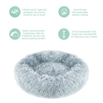 Donut bed - honden mandje - Fluffy & cosy - Licht grijs - Afbeelding 4