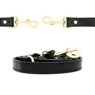 "handsfree" cityline - Black snake print dog leash with gold colored accessories