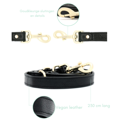 "handsfree" cityline - Black snake print dog leash with gold colored accessories - Image 12